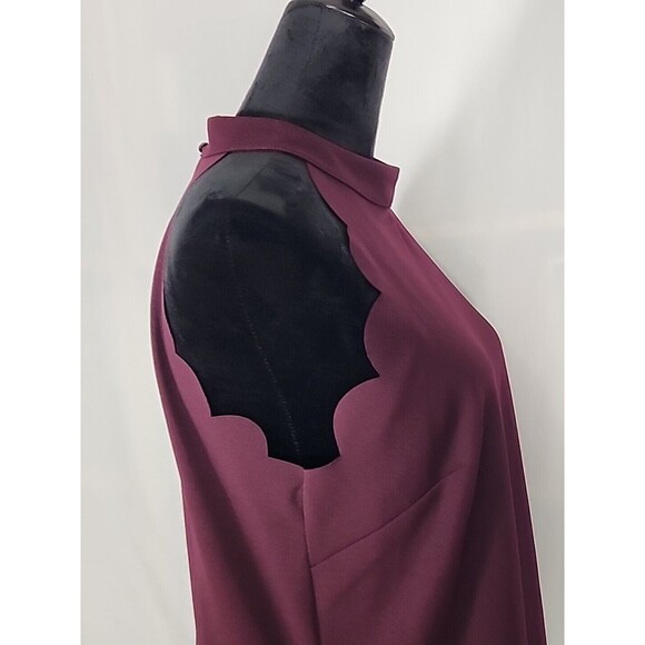 Fortune + Ivy Scalloped Halter Dress Burgundy Midi Dress X-Large Sleeveless NWOT - Picture 5 of 11